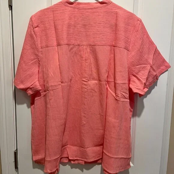 Denim & Co. Short Sleeve Embroidered Gauze Shirt Size 3X - Picture 2 of 13